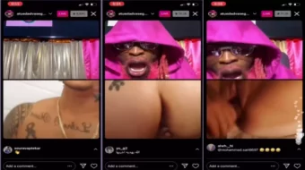 Pareja manteniendo relaciones íntimas en una transmisión en vivo de Instagram