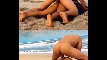 Maduro cachondo mamado en la playa