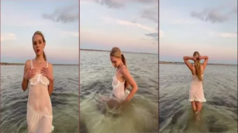 Video Filtrado de Caroline Zalog Mostrando un Topless Wardrobeest Wet en Perspectiva POV