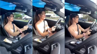 Amanda Cerny sexy sin camisa de conducción: OnlyFans vídeo Leaked