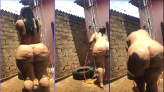 Joeline Sousa Desnuda Dándose una Ducha al Aire Libre