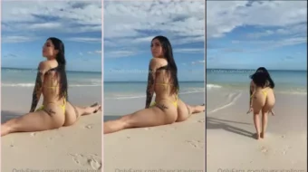 Bikini de tanga que luce Bianca Taylor en la playa