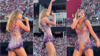 Taylor Swift en un traje de leopardo enlatado