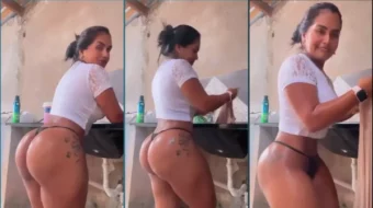 Andressa Lopes, ex novia de Chicão dos Teclados, mostrando su gran culo
