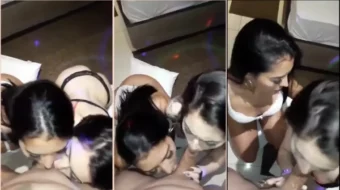 Bibi Lins y su pareja le hacen una mamada a la gran polla y las pelotas de un afortunado