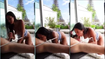 Izzy Green hace sexo oral y cabalga la gran polla de su pareja al aire libre