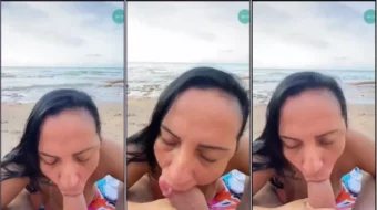 Josyvania dándole una follada oral caliente a un tío muy dotado en la playa