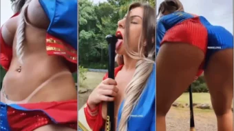 Maikelly Muhl luciendo un provocativo disfraz de Harley Quinn, rezumando mucho estilo y actitud