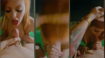 Maitê Sasdelli dándole una mamada a un tipo muy gordo en la piscina