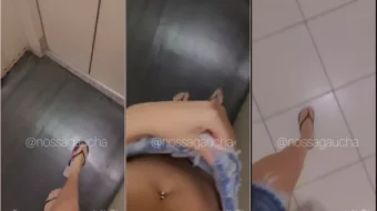 Mostrando su coño en el ascensor del edificio, ¡Dieni Gaúcha lo selló