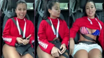 Steffy Moreno, famosa del OnlyFans, jugando con pelotas en su coño mientras viaja en taxi