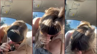 Linda pareja divirtiéndose con sexo oral en el auto