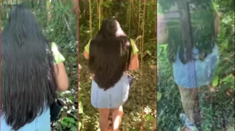 Madu, musa sensual, luciendo su generoso culo al aire libre