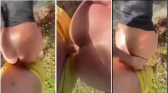 Juliana Oliveira siendo íntima en un lugar público al compartir momentos románticos con su pareja en un parque