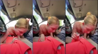 Video casero muestra a una joven rubia teniendo una buena follada oral con un amigo de la universidad en el auto