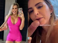 Aline Limas succionando y extrayendo deliciosa leche