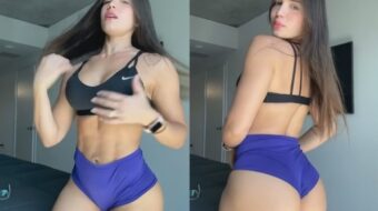 Gaby de Paula, la famosa, apareciendo en un video de TikTok con pantaletas cortas bailando