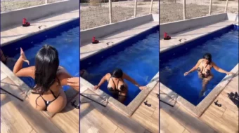 ¡Alejandra Quiroz luce la piscina con un bikini súper escotado