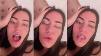 Kahvg está sin ropa con la boca llena de fluido después de practicar sexo oral