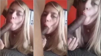 Video adulto de sexo oral interracial con rubia caliente haciendo una mamada en un chico negro