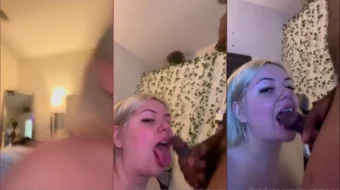 Mystic Being oral amateur recibiendo semen en la boca del negro