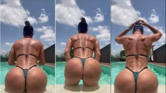 Vídeo casero de Camila Kiss disfrutando de un pequeño bikini y luciendo su gran culo en la piscina