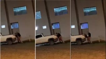 Video casero muestra a una pareja follando caliente por la noche detrás del auto