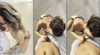 Laura Avelino fue atrapada follando oral sabrosa en público en la playa
