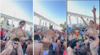 ¡Famoso de Insta que exhibe las grandes tetas en Río Carnival en 2025