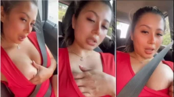 Alejandra solo hace una tira haciendo una tira en el auto, mostrando las grandes tetas