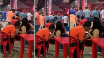 El ebrio abusa y succiona un pecho en la tienda de abarrotes