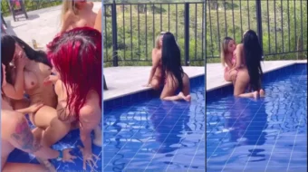 Fiesta emocionada con Anastasia y sus amigos en la piscina