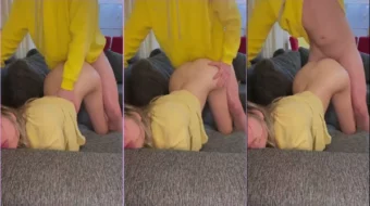 Joven niña rendirse por primera vez con el gran culo allá arriba