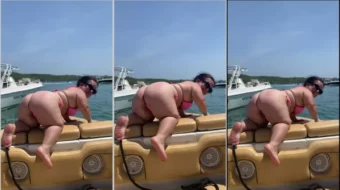 Petitte Dianiss bailando enano Piranha en el bote, ¡llena de actitud